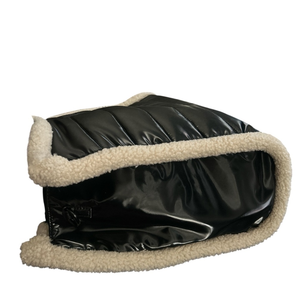 Pajar Black and Cream Quilted Tote with Sherpa Trim - Picture 5 of 7